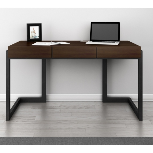 56" Writing Desk in American Walnut Veneer w/ Solid Cherry Wood Base